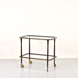 Mahogany brass and glass drinks trolley from italy, circa 1950