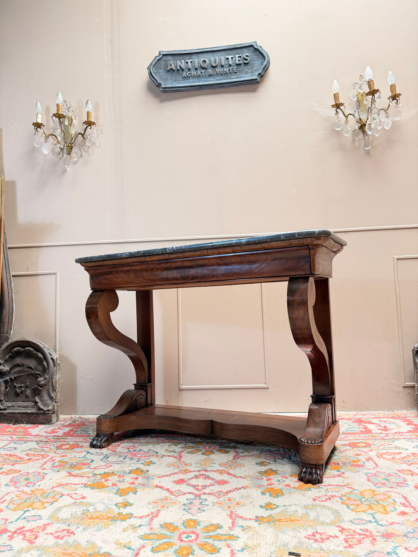 CONSOLE IN MAHOGANY FROM THE RESTORATION PERIOD 19TH CENTURY