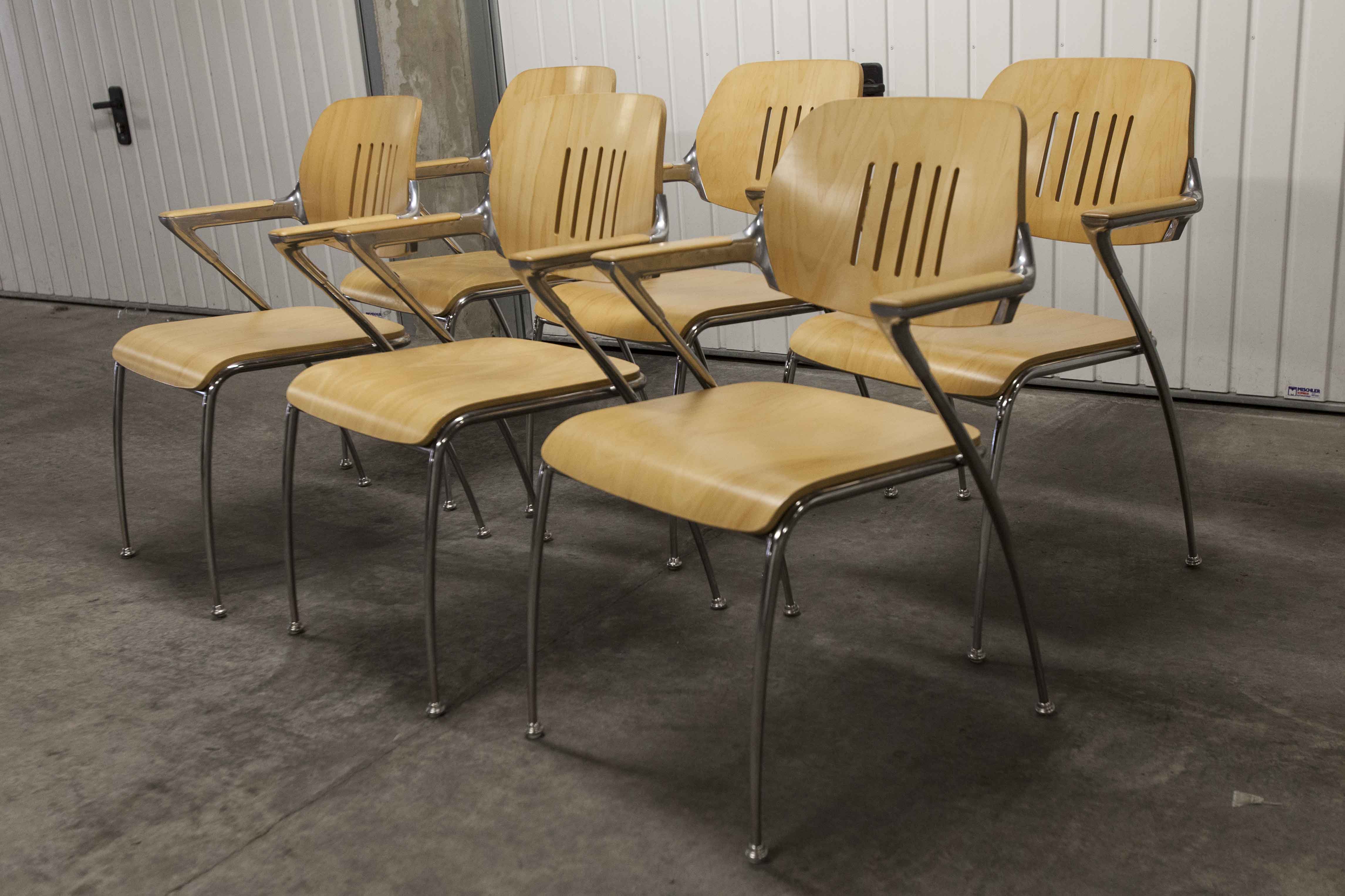 Lot of 6 "Golf" model chairs designed by Francesco Zaccone for the Brunner brand