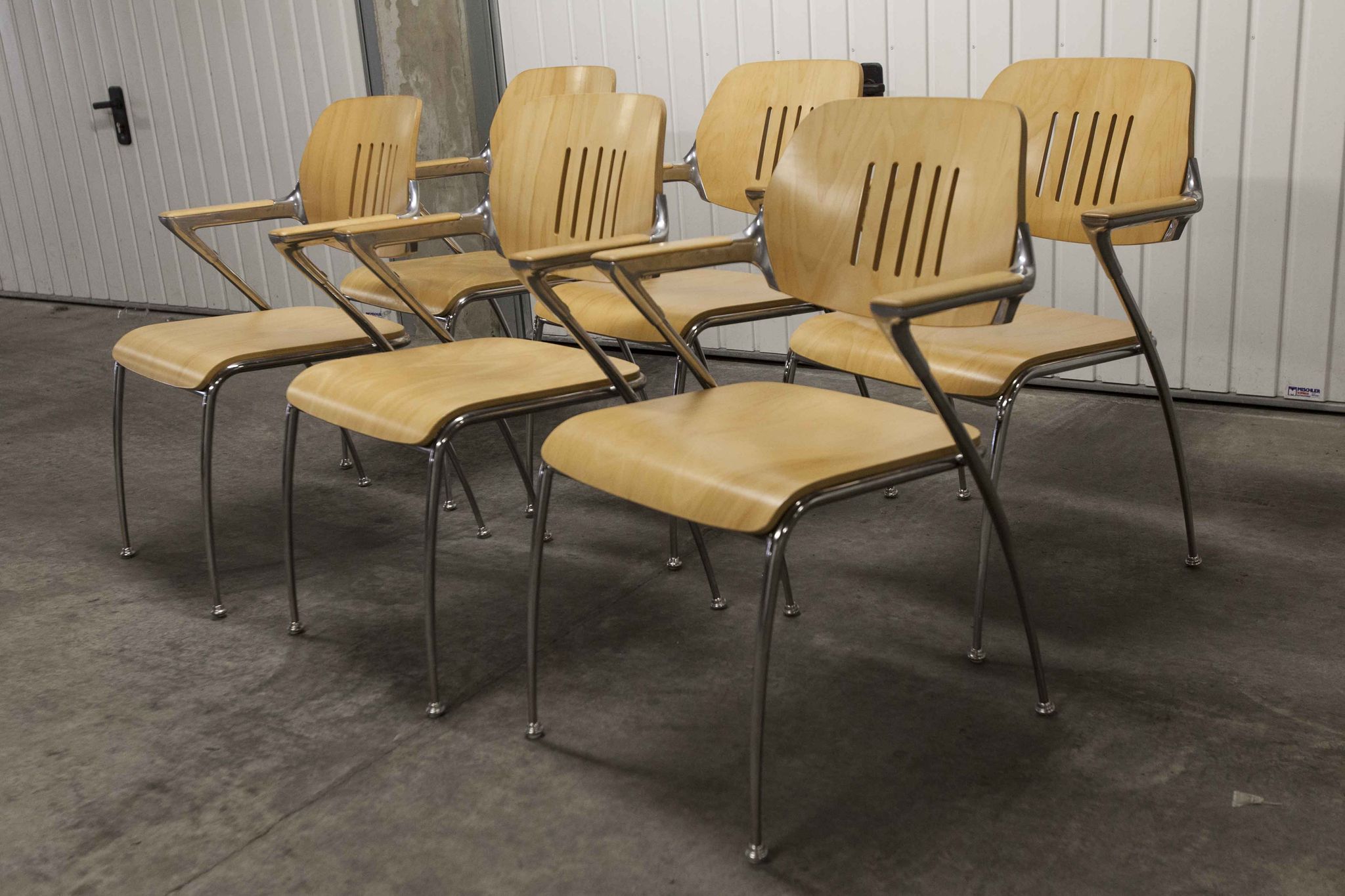 Lot of 6 "Golf" model chairs designed by Francesco Zaccone for the Brunner brand