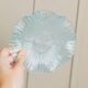 Six-piece turquoise crystal glass bowls, vintage 1980s, ruffled scalloped rims, pressed texture