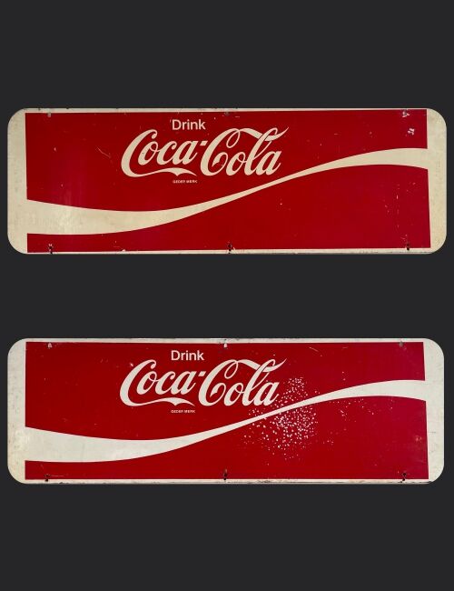 Double-sided metal plate coca cola