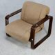 Modernist armchair. Wool, wood and steel. Circa 1970