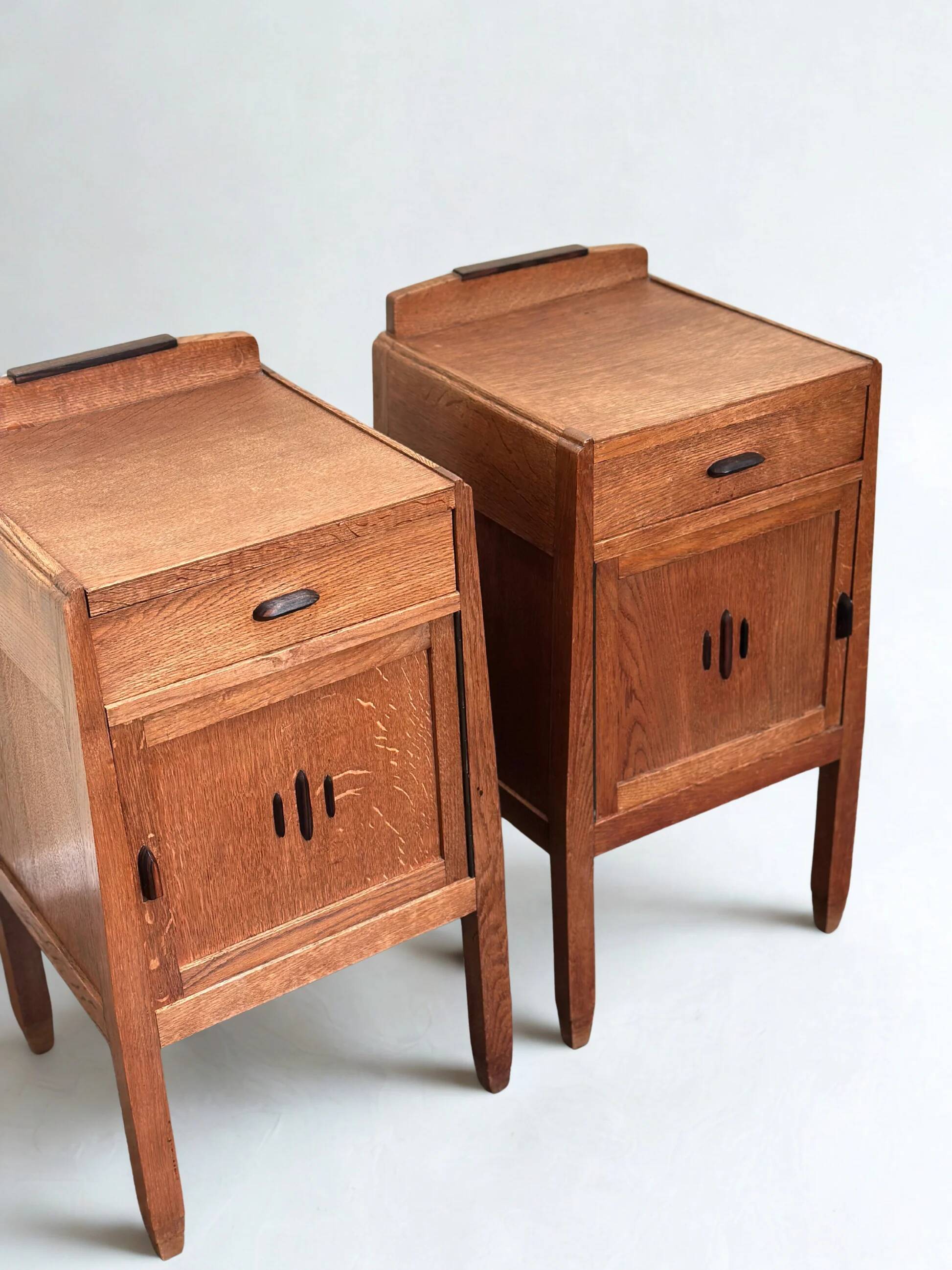 Pair of Amsterdamse School nightstands by J.J. Zijfers
