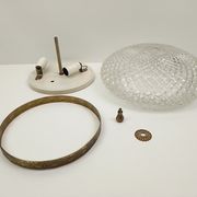 Vintage round ceiling lamp in glass and brass – Diameter 30 cm