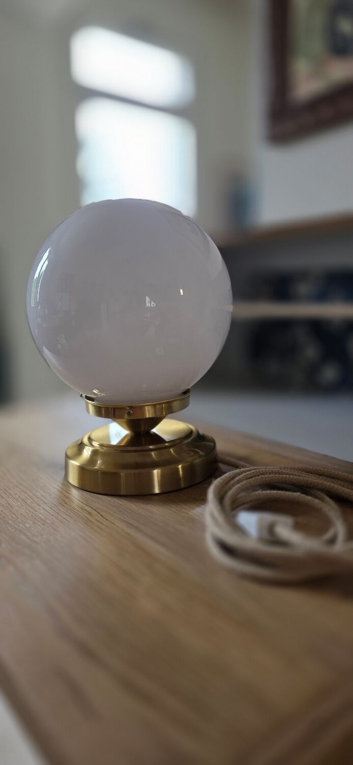 Vintage opaline globe table lamp