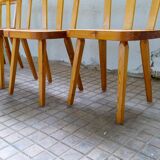Modern Swedish set of 4 pine dining chairs.