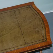 Grande Table Basse Vintage en Cuir Vert Chasseur