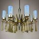 Large mid-century Italian sculptural chandelier in brass and glass, Italy, 1950s
