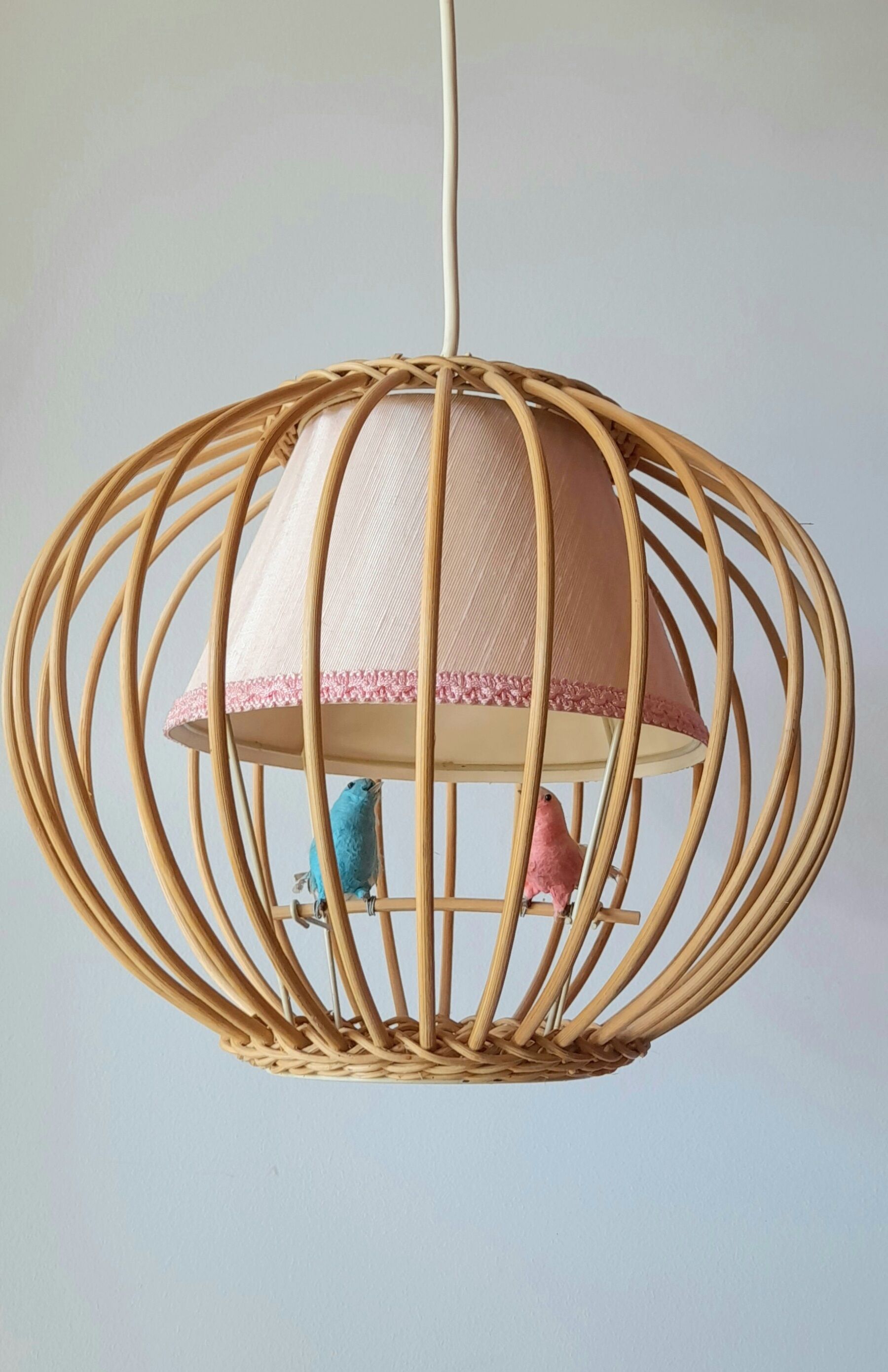 Suspension rattan bird cage 1960
