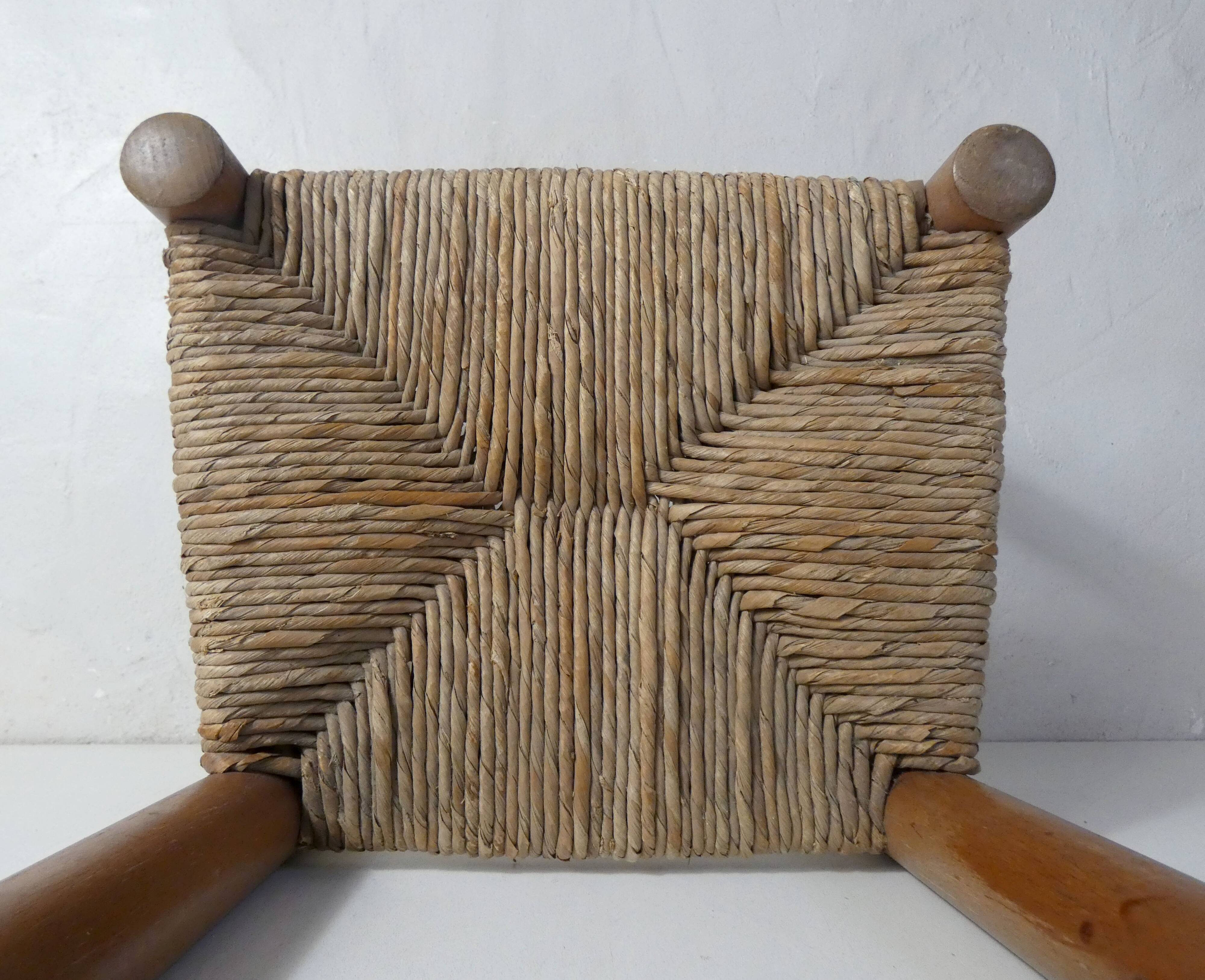 Old wooden straw chair for children