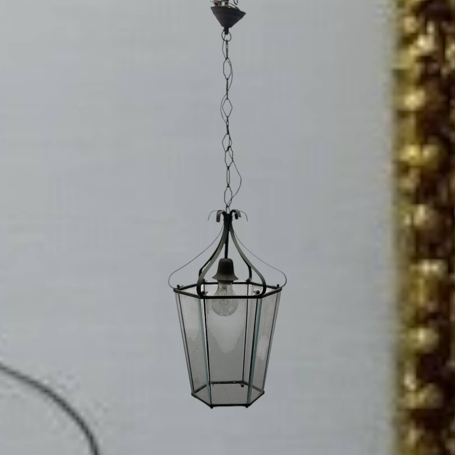 Bronze Glass Light Pendant 1950’s