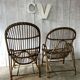Paire de fauteuils en rotin vintage