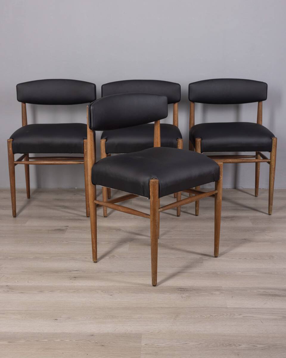 SET OF 4 VINTAGE 1960S TEAK WOOD CHAIRS WITH ITALIAN DESIGN