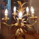 Chandelier gilded metal leaves by Hans Kogl, 1970's