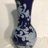Former Alsace Betschdorf  Decoration Vintage blue stoneware Vase