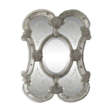 Miroir vénitien en verre de Murano, Italie, 50’s
