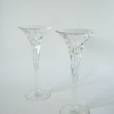 pair of large Swirl crystal candlesticks signed J&G Durand 1950