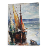 Old painting representing a seascape