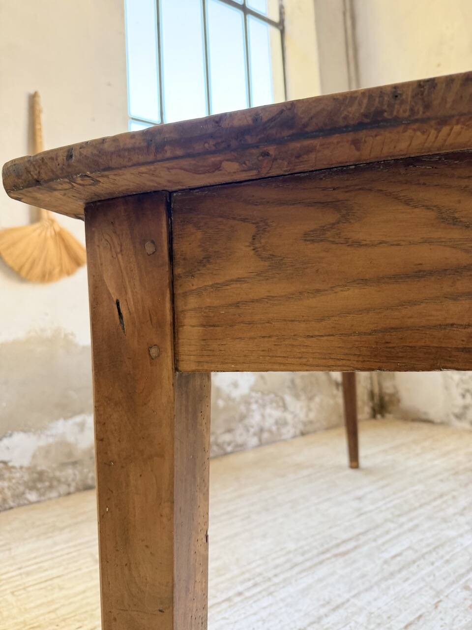 Pine and oak + walnut farmhouse table 1950