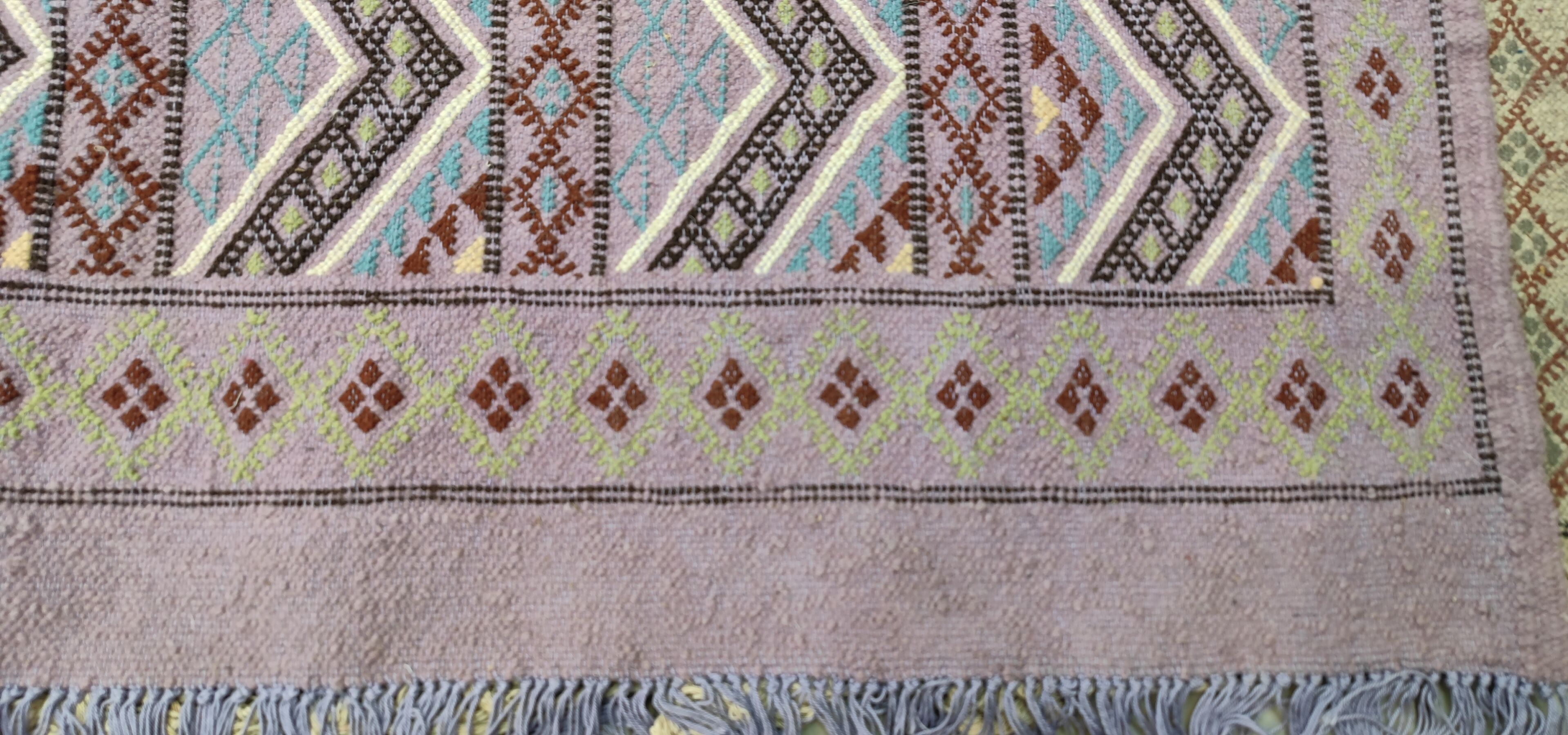 Handmade margoum rug in natural wool