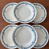 Set of 6 semi-deep plates in ironstone Longchamp model Denise.