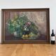 Large vintage original floral still life painting with fruit