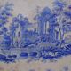 Large Decorative Platter Blue Transferware with Abbey Ruin early 19th C.