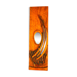 Carved wooden mirror, signed P. Guallino, "le passage", brutalist design from the 80s