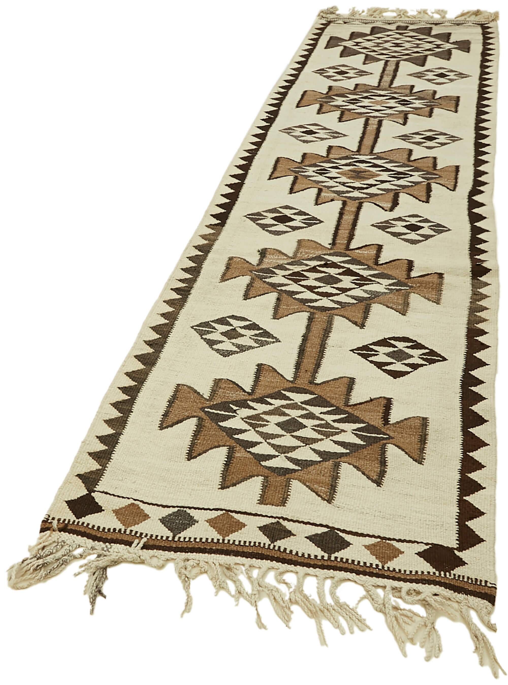 Turkish Handwoven Vintage Herki Kilim 100 cm x 363 cm