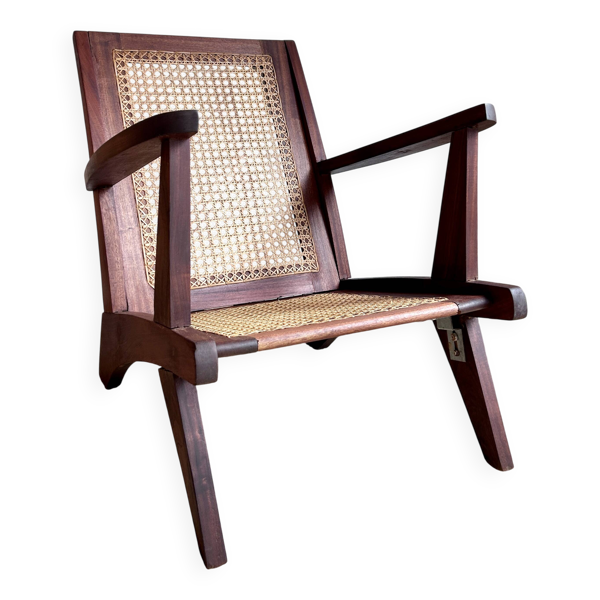 Fauteuil reconstruction en teck et cannage — Beyit