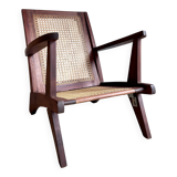 Reconstruction armchair in teak and caning