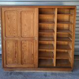 Authentique grand meuble rangement classeur Vintage en bois massif