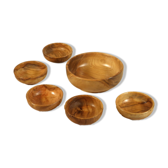 Six olive wood cups