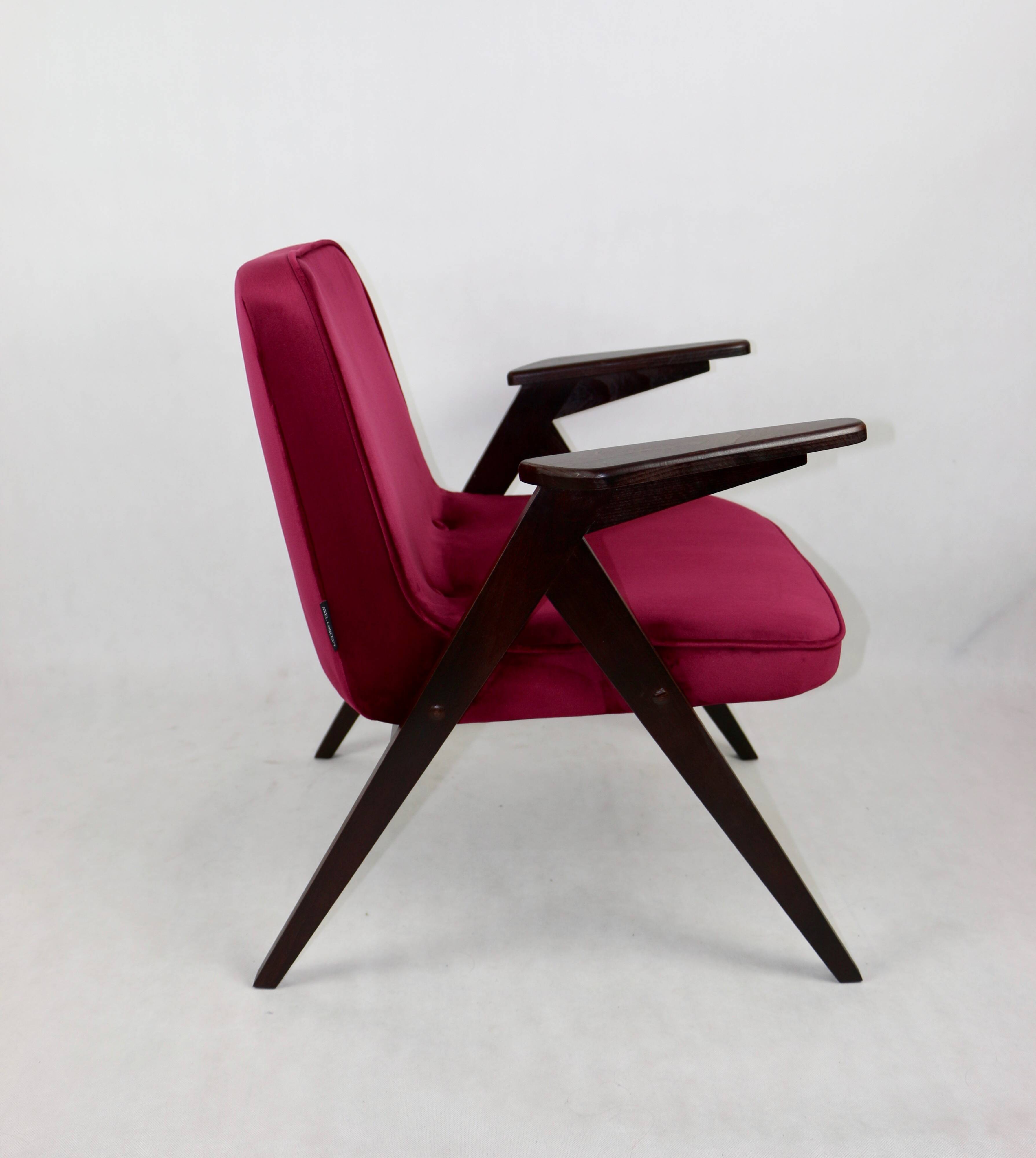 Burgundy Raspberry Bunny Armchair by Józef Chierowski