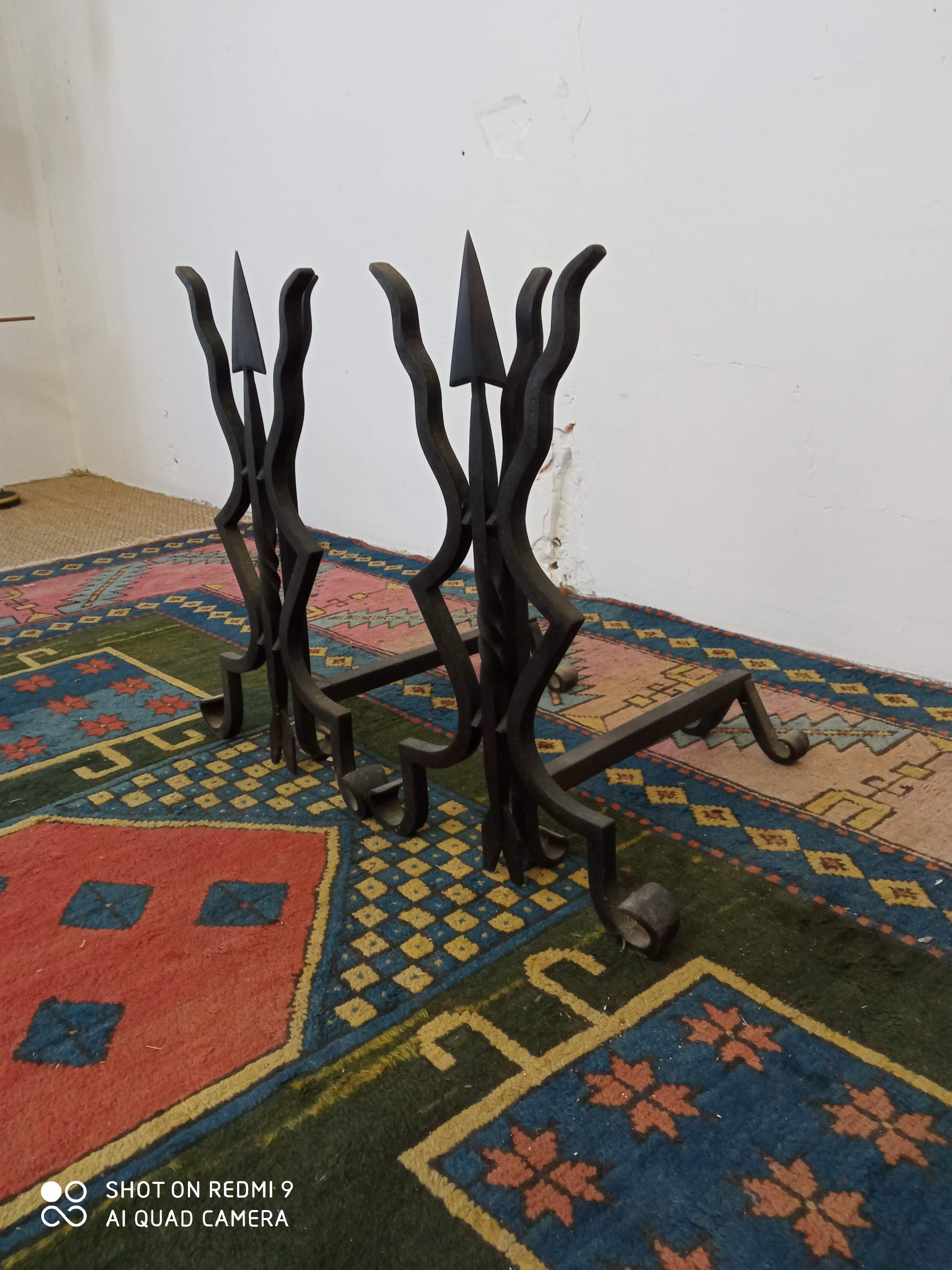 60s cast iron chenets
