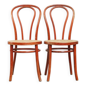 2 chaises bistrot vintage rouges Thonet