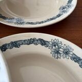 Set of 6 semi-deep plates in ironstone Longchamp model Denise.