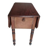 Pair of Louis Philippe style walnut bedside tables / work tables with flap