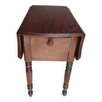 Pair of bedside/work tables with Louis Philippe style walnut flap