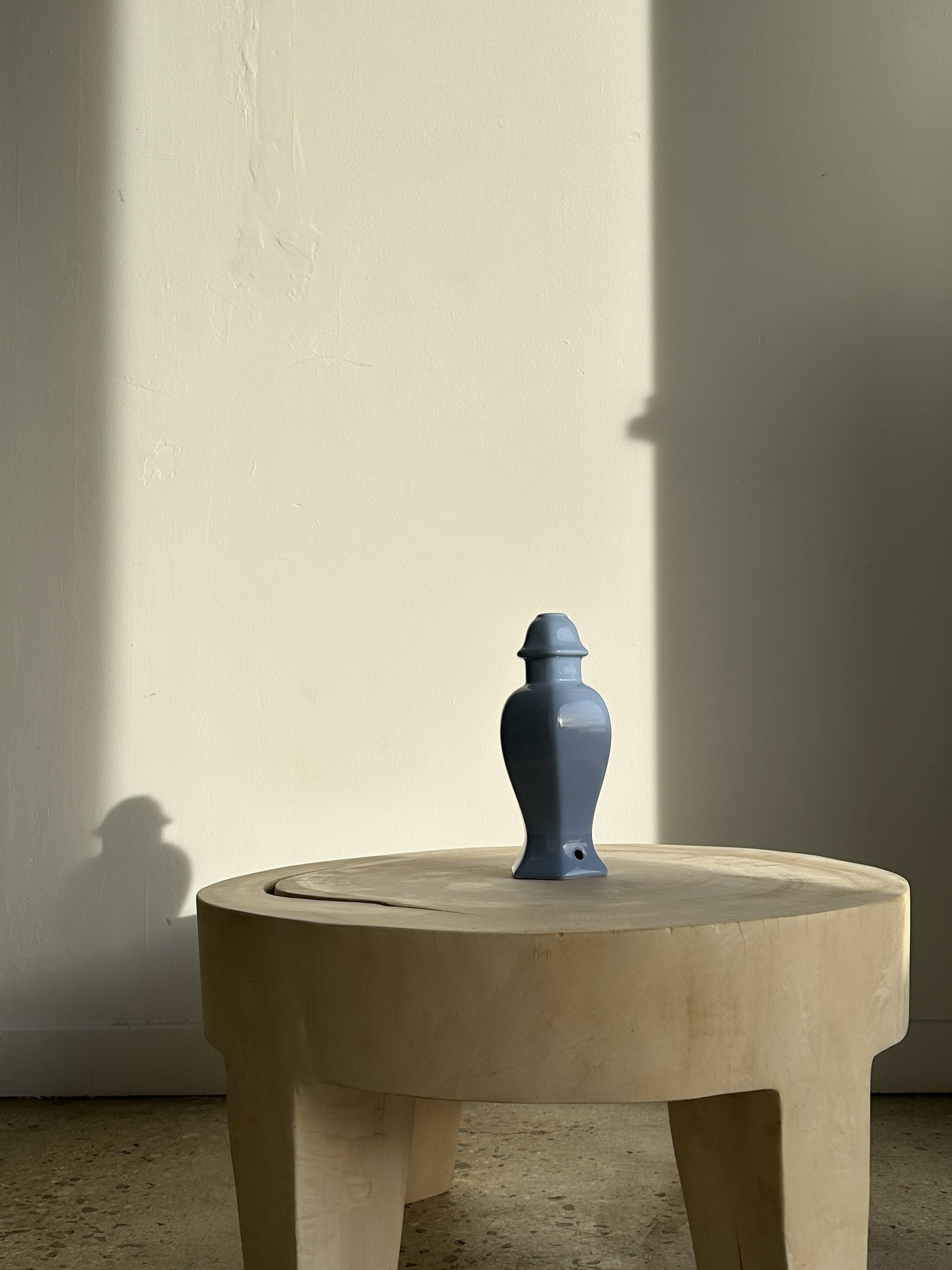 Light blue purple ceramic lamp base H:25cm