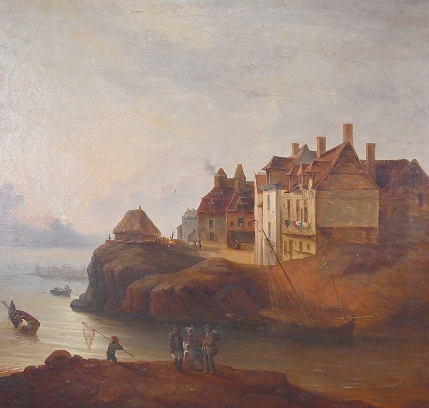 Tableau « Lumière sur le port », école française du XIXe