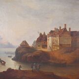 Tableau « Lumière sur le port », école française du XIXe