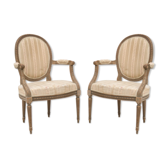 Paire de fauteuils cabriolet de style Louis XVI