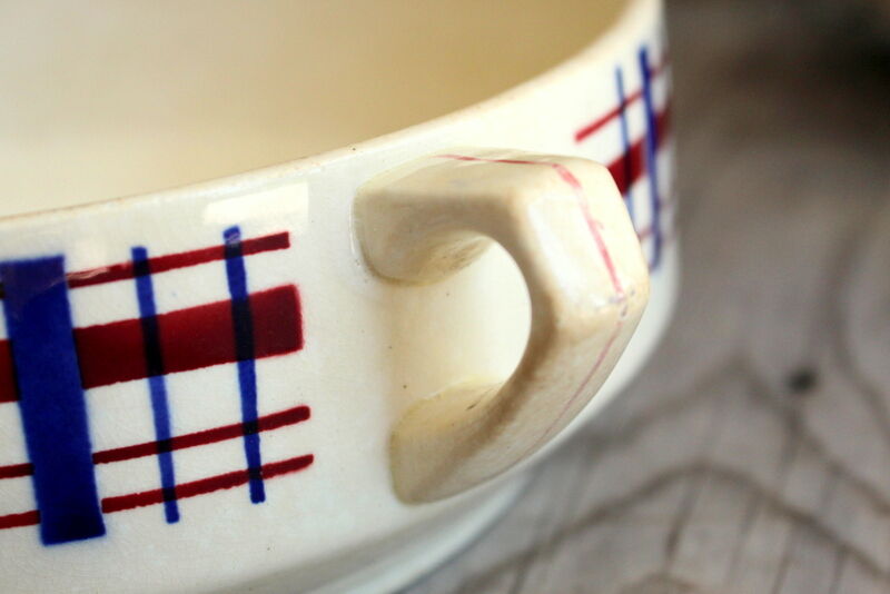 Ancient Ceramic Salad with Handles signed Saint-Amand