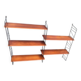 Nils Strinning 5-shelf teak wall-mounted bookcase, 115 cm x 80 cm