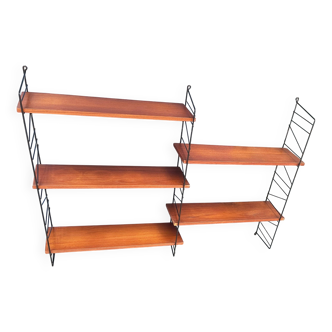 Nils Strinning 5-shelf teak wall-mounted bookcase, 115 cm x 80 cm