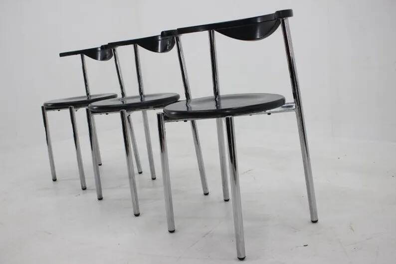 Set of Three Mid Century Dining Chairs, Germany, 1980s