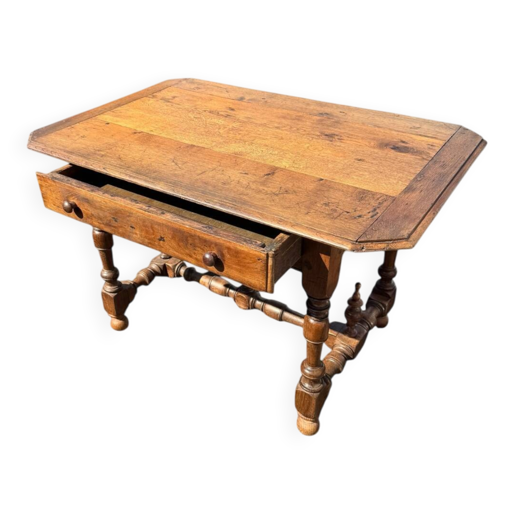 Louis XIV writing table/desk, light oak, 18th century.