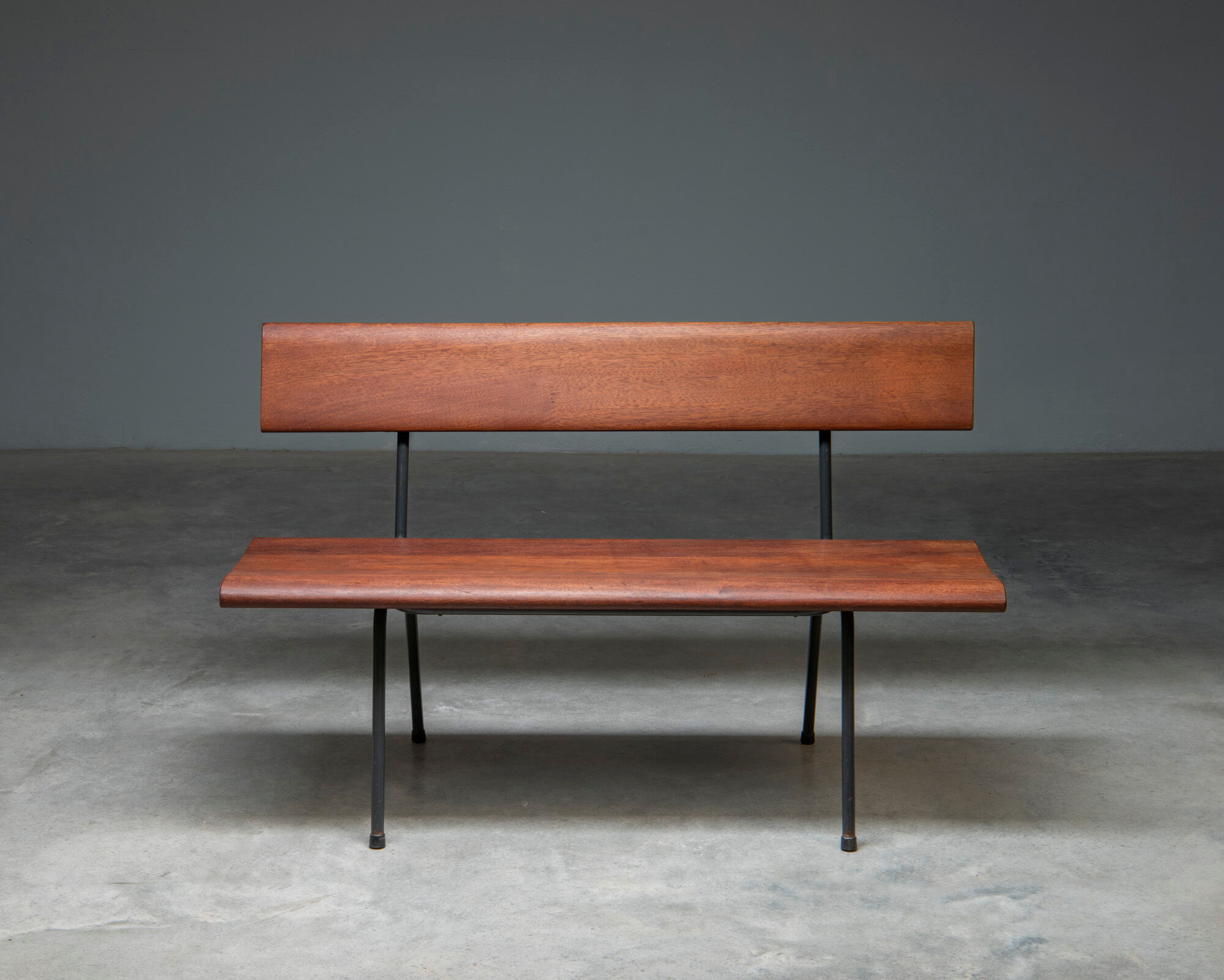 Solid teak bench, Netherlands, 1950s